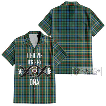 Ogilvie (Ogilvy) Hunting Ancient Tartan Short Sleeve Button Shirt with Family Crest DNA In Me Style