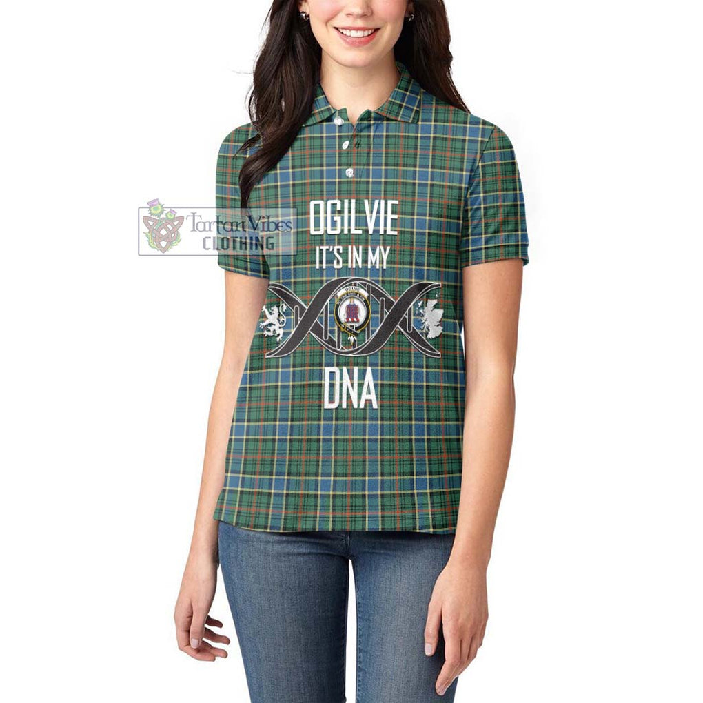 Ogilvie (Ogilvy) Hunting Ancient Tartan Women's Polo Shirt with Family Crest DNA In Me Style Women - Tartanvibesclothing Shop