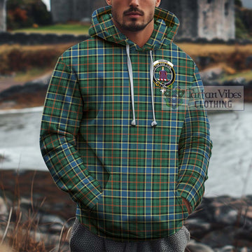 Ogilvie (Ogilvy) Hunting Ancient Tartan Cotton Hoodie with Family Crest