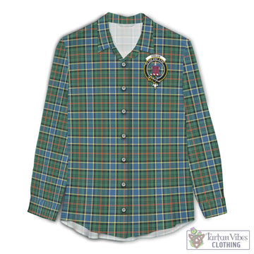 Ogilvie (Ogilvy) Hunting Ancient Tartan Women's Casual Shirt with Family Crest