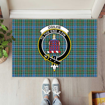 Ogilvie (Ogilvy) Hunting Ancient Tartan Door Mat with Family Crest