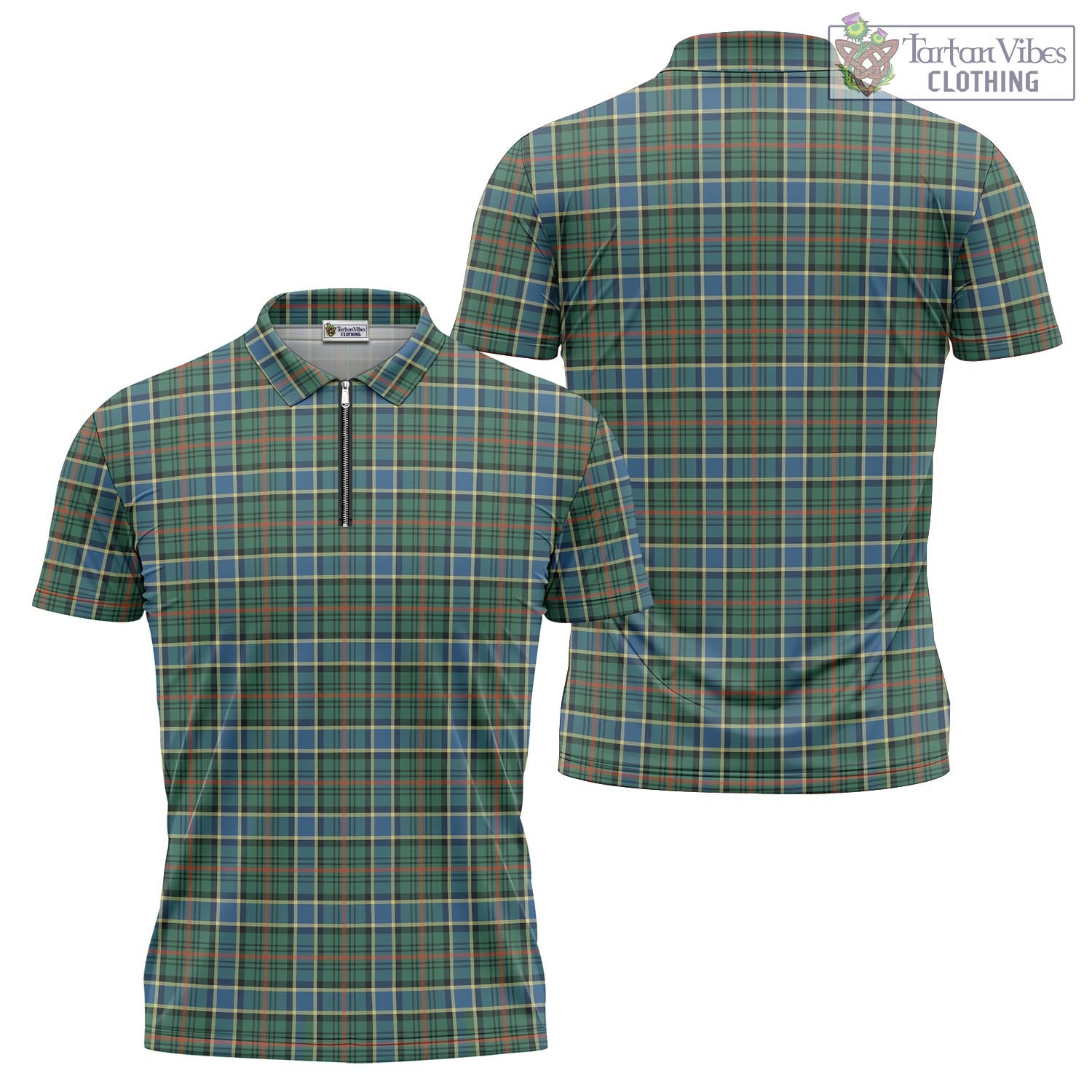 Tartan Vibes Clothing Ogilvie (Ogilvy) Hunting Ancient Tartan Zipper Polo Shirt