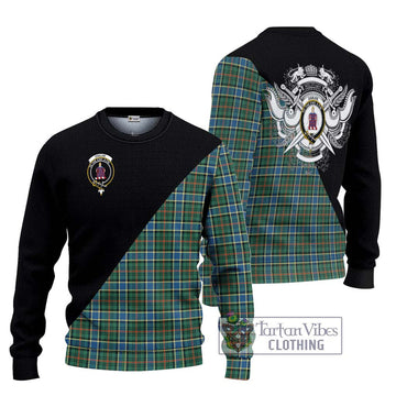 Ogilvie (Ogilvy) Hunting Ancient Tartan Ugly Sweater with Family Crest and Military Logo Style