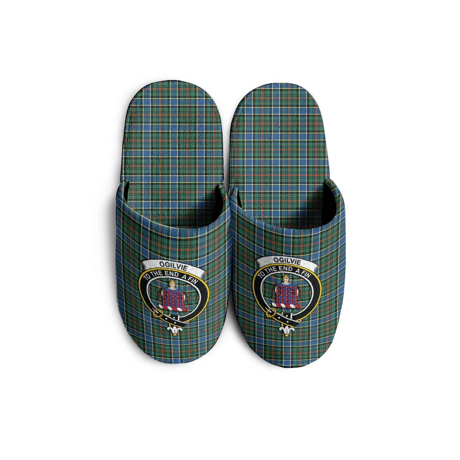 Ogilvie (Ogilvy) Hunting Ancient Tartan Home Slippers with Family Crest KIDS - Tartan Vibes Clothing