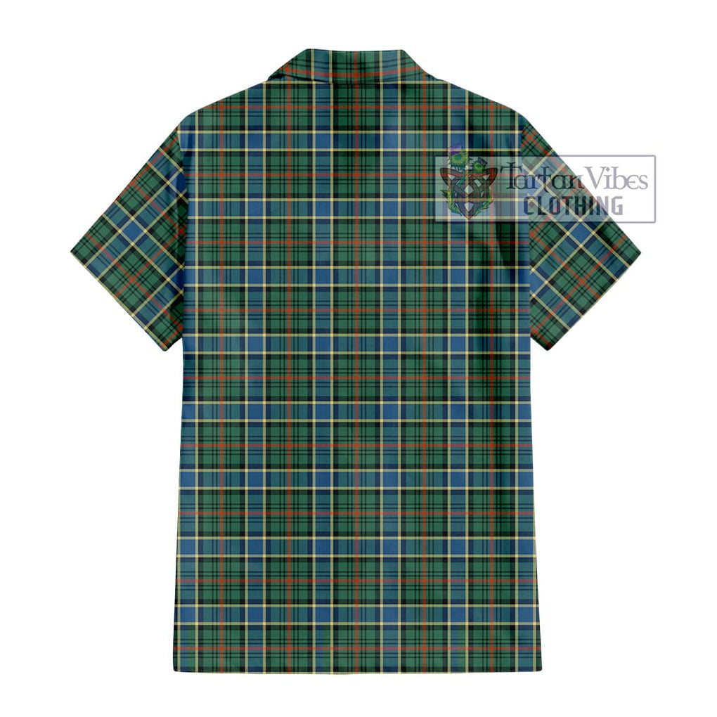 Ogilvie (Ogilvy) Hunting Ancient Tartan Short Sleeve Button Shirt with Family Crest DNA In Me Style - Tartanvibesclothing Shop