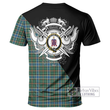 Ogilvie (Ogilvy) Hunting Ancient Tartan T-Shirt with Family Crest and Military Logo Style