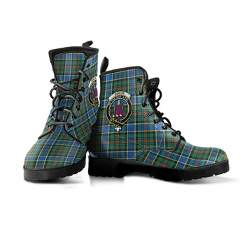 Ogilvie (Ogilvy) Hunting Ancient Tartan Leather Boots with Family Crest