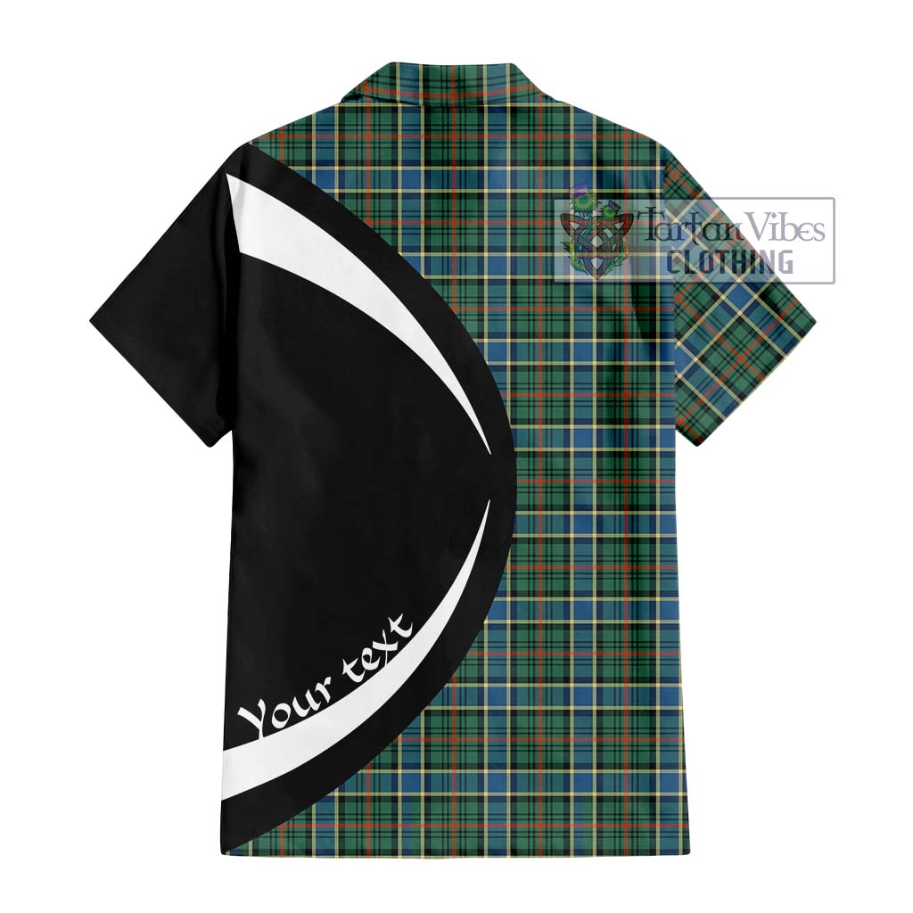 Ogilvie (Ogilvy) Hunting Ancient Tartan Short Sleeve Button Up with Family Crest Circle Style - Tartan Vibes Clothing