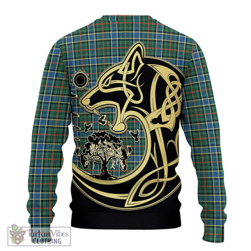 Ogilvie (Ogilvy) Hunting Ancient Tartan Ugly Sweater with Family Crest Celtic Wolf Style