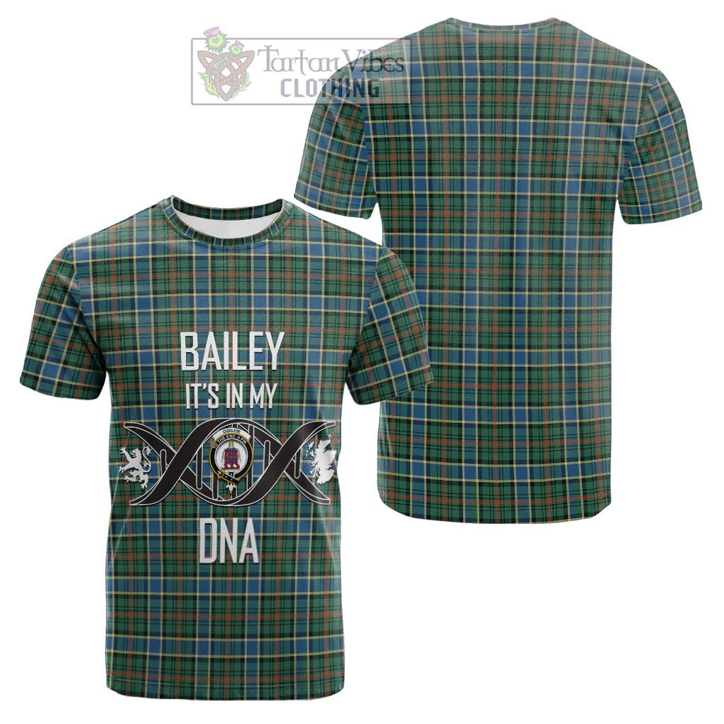 Tartan Vibes Clothing Ogilvie (Ogilvy) Hunting Ancient Tartan Cotton T-shirt with Family Crest DNA In Me Style