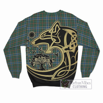 Ogilvie (Ogilvy) Hunting Ancient Tartan Sweatshirt with Family Crest Celtic Wolf Style