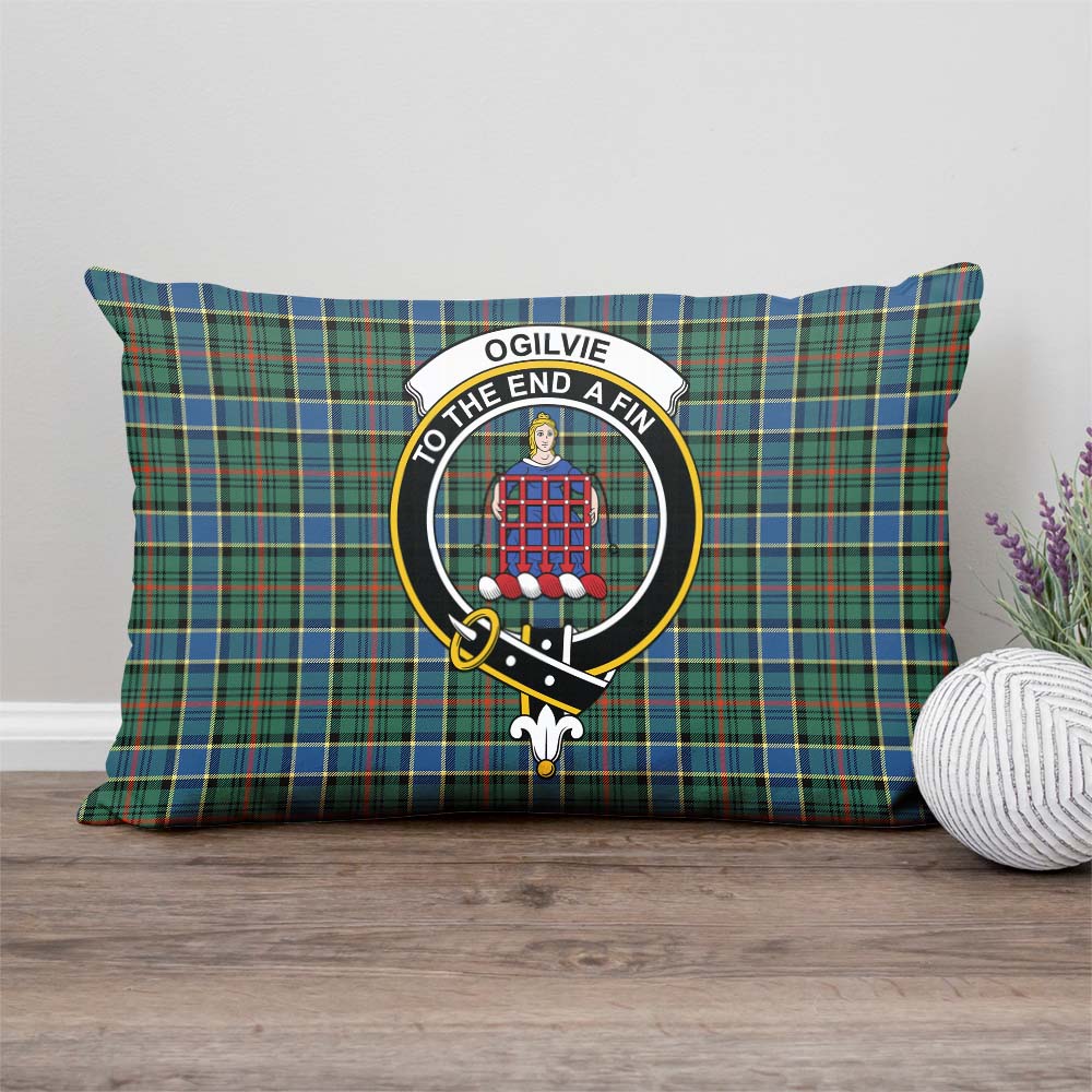 Ogilvie (Ogilvy) Hunting Ancient Tartan Pillow Cover with Family Crest Rectangle Pillow Cover - Tartanvibesclothing