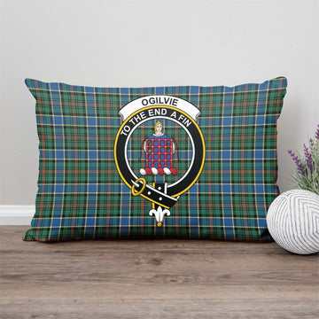 Ogilvie (Ogilvy) Hunting Ancient Tartan Pillow Cover with Family Crest