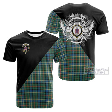 Ogilvie (Ogilvy) Hunting Ancient Tartan Cotton T-shirt with Family Crest and Military Logo Style