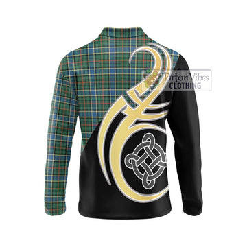 Ogilvie (Ogilvy) Hunting Ancient Tartan Long Sleeve Polo Shirt with Family Crest and Celtic Symbol Style