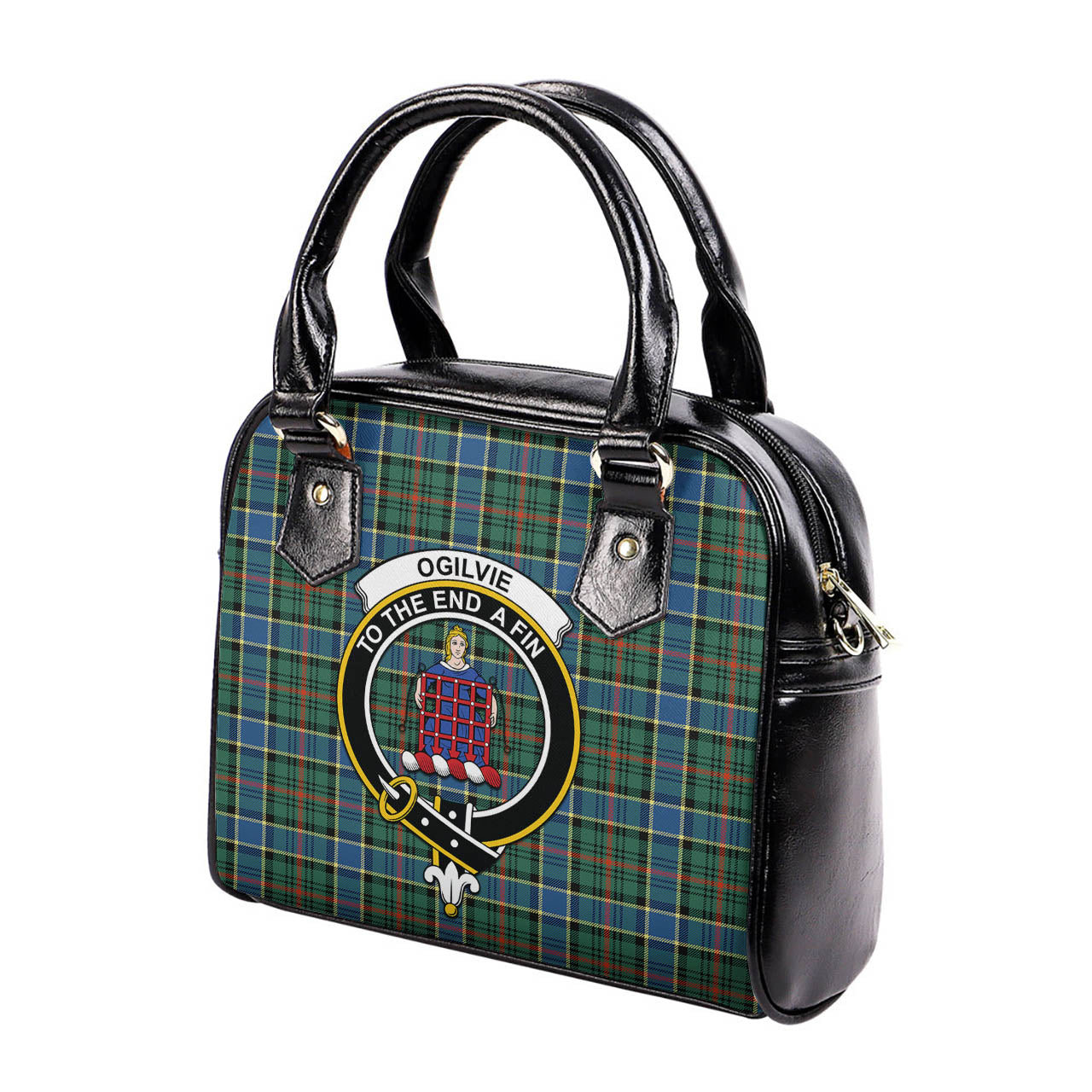 Ogilvie (Ogilvy) Hunting Ancient Tartan Shoulder Handbags with Family Crest - Tartanvibesclothing