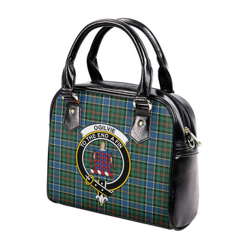 Ogilvie (Ogilvy) Hunting Ancient Tartan Shoulder Handbags with Family Crest