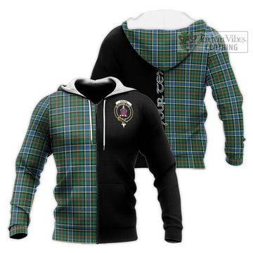 Ogilvie (Ogilvy) Hunting Ancient Tartan Knitted Hoodie with Family Crest and Half Of Me Style