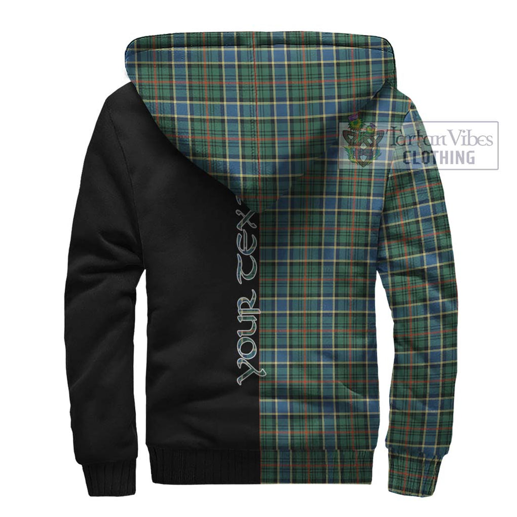 Ogilvie (Ogilvy) Hunting Ancient Tartan Sherpa Hoodie with Family Crest and Half Of Me Style - Tartanvibesclothing Shop