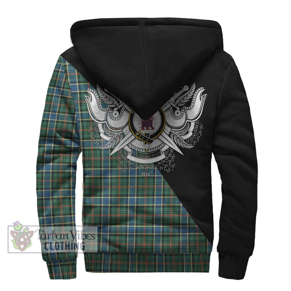 Ogilvie (Ogilvy) Hunting Ancient Tartan Sherpa Hoodie with Family Crest and Military Logo Style - Tartanvibesclothing Shop