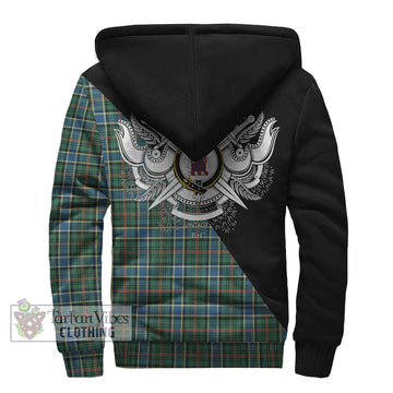 Ogilvie (Ogilvy) Hunting Ancient Tartan Sherpa Hoodie with Family Crest and Military Logo Style