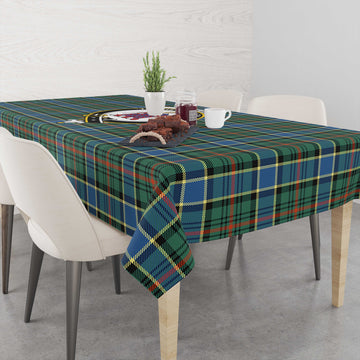 Ogilvie (Ogilvy) Hunting Ancient Tartan Tablecloth with Family Crest