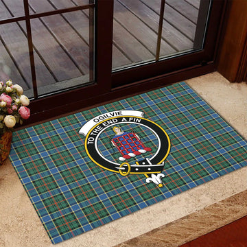 Ogilvie (Ogilvy) Hunting Ancient Tartan Door Mat with Family Crest