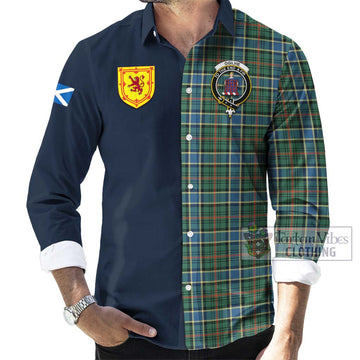 Ogilvie (Ogilvy) Hunting Ancient Tartan Long Sleeve Button Shirt Alba with Scottish Lion Royal Arm Half Style