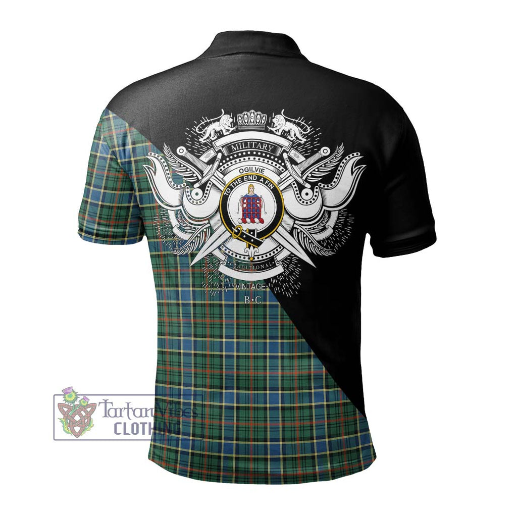 Ogilvie (Ogilvy) Hunting Ancient Tartan Polo Shirt with Family Crest and Military Logo Style - Tartanvibesclothing Shop