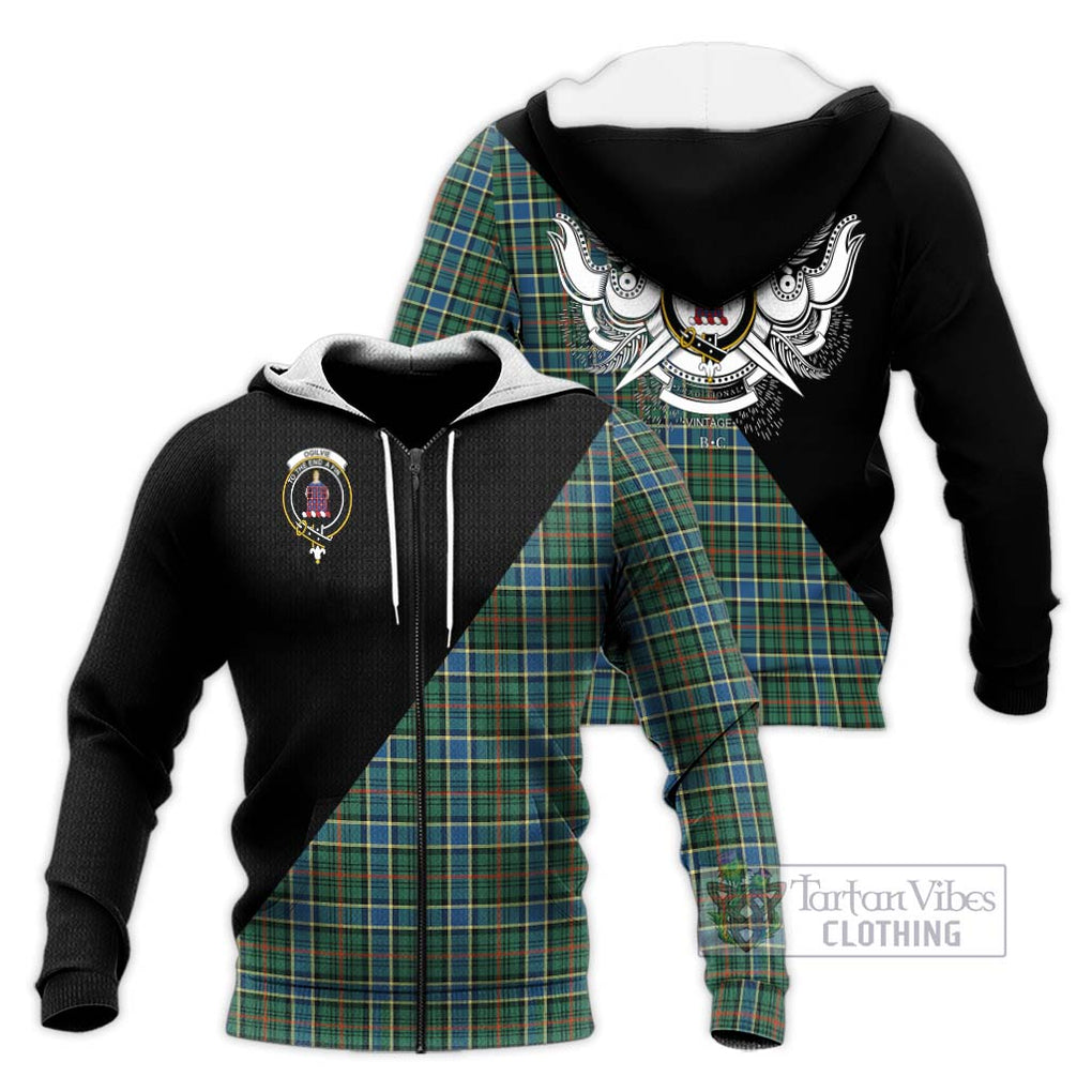 Ogilvie (Ogilvy) Hunting Ancient Tartan Knitted Hoodie with Family Crest and Military Logo Style Unisex Knitted Zip Hoodie - Tartanvibesclothing Shop