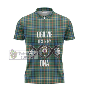 Ogilvie (Ogilvy) Hunting Ancient Tartan Zipper Polo Shirt with Family Crest DNA In Me Style