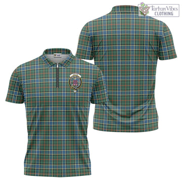 Ogilvie (Ogilvy) Hunting Ancient Tartan Zipper Polo Shirt with Family Crest