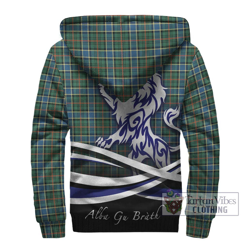 Ogilvie (Ogilvy) Hunting Ancient Tartan Sherpa Hoodie with Alba Gu Brath Regal Lion Emblem - Tartanvibesclothing Shop