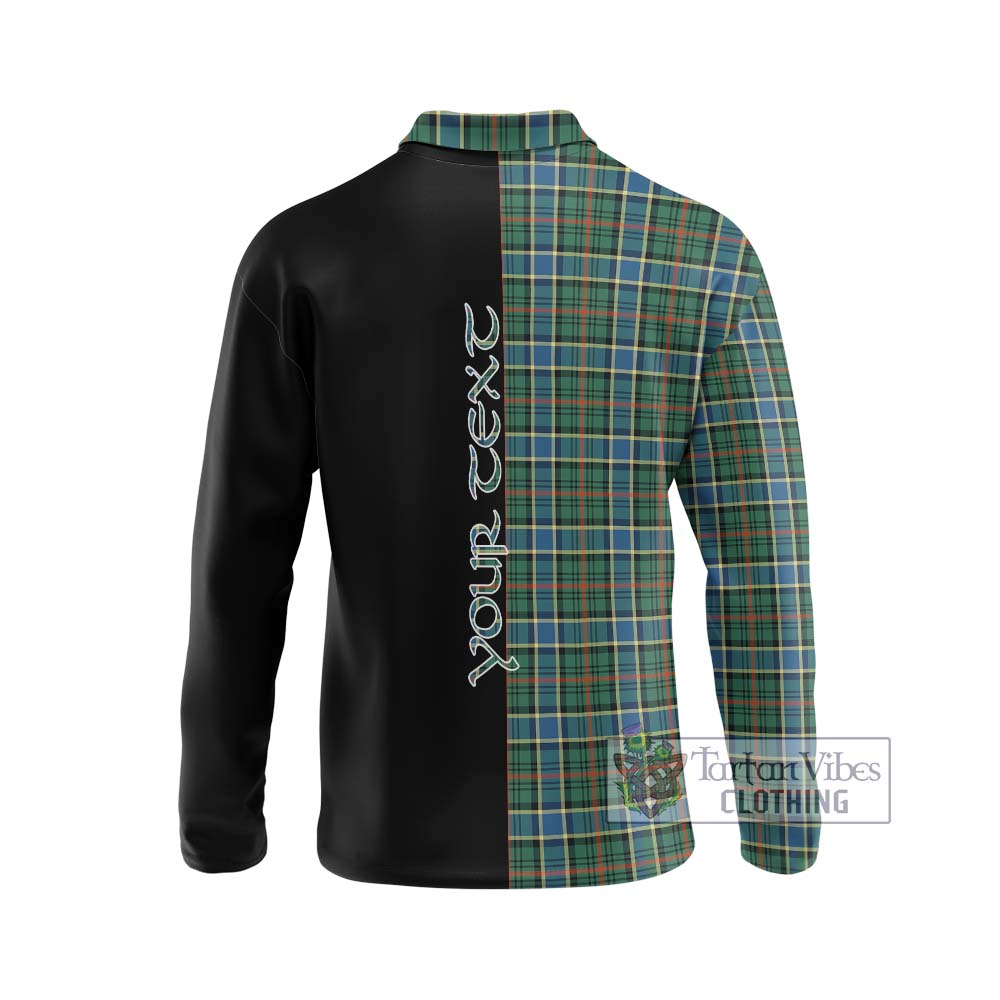 Ogilvie (Ogilvy) Hunting Ancient Tartan Long Sleeve Polo Shirt with Family Crest and Half Of Me Style - Tartanvibesclothing Shop