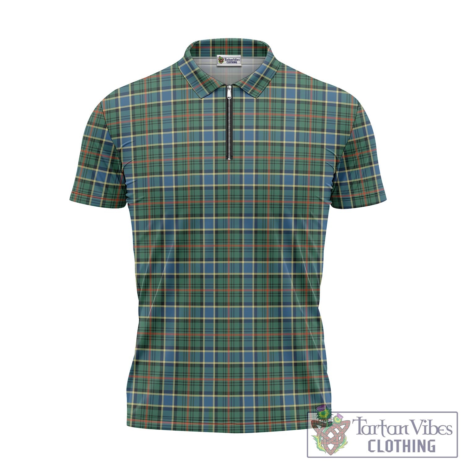 Tartan Vibes Clothing Ogilvie (Ogilvy) Hunting Ancient Tartan Zipper Polo Shirt