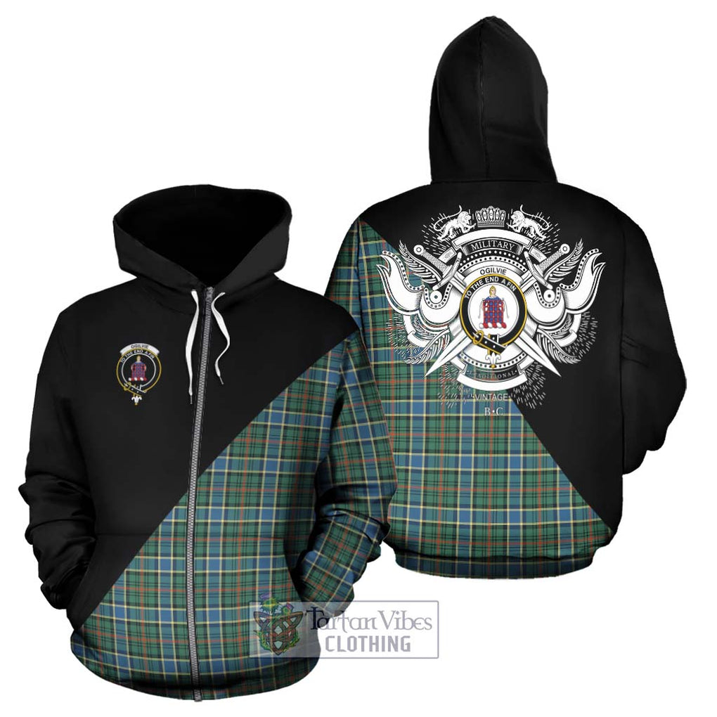 Ogilvie (Ogilvy) Hunting Ancient Tartan Hoodie with Family Crest and Military Logo Style - Tartanvibesclothing Shop