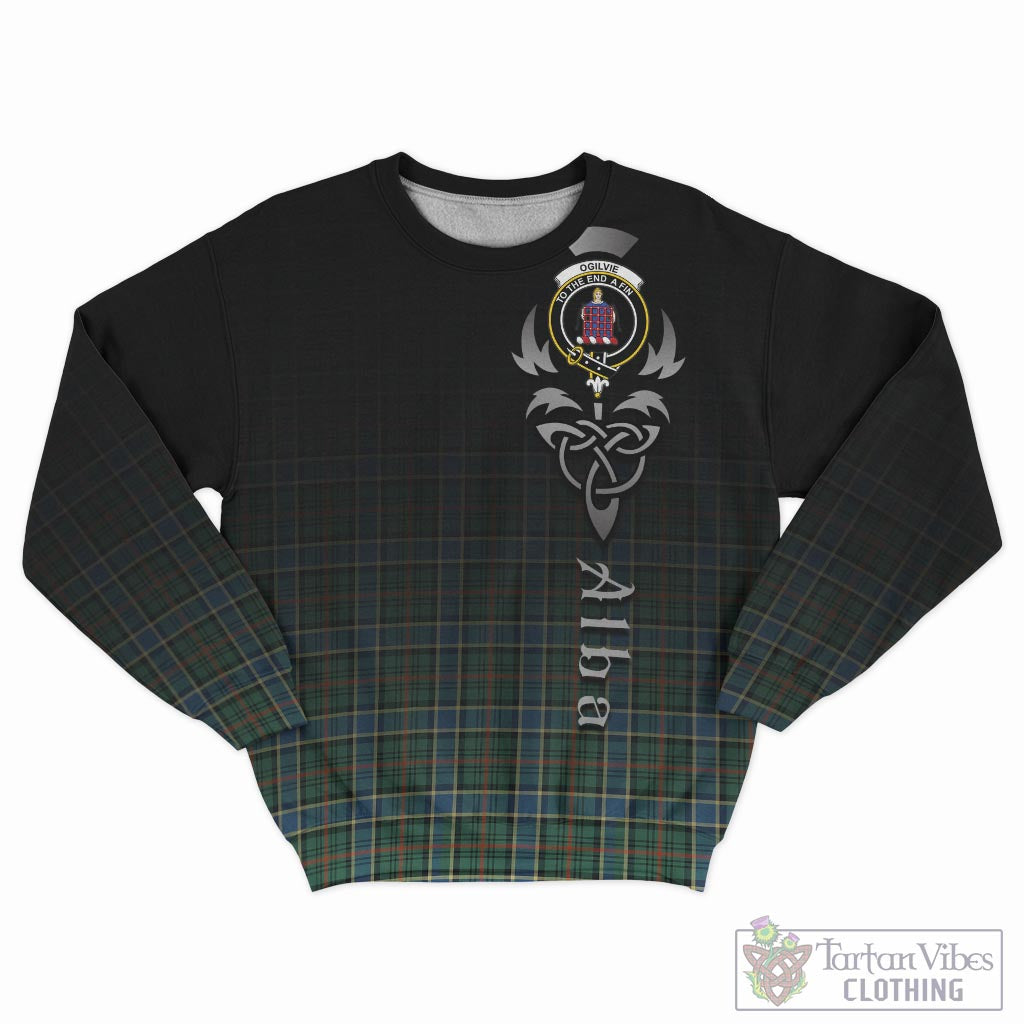 Tartan Vibes Clothing Ogilvie (Ogilvy) Hunting Ancient Tartan Sweatshirt Featuring Alba Gu Brath Family Crest Celtic Inspired