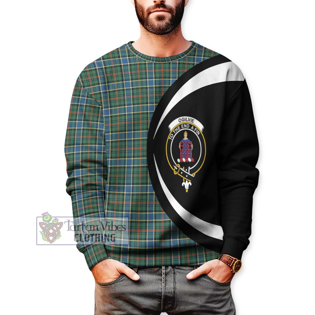 Ogilvie (Ogilvy) Hunting Ancient Tartan Sweatshirt with Family Crest Circle Style - Tartan Vibes Clothing