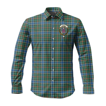 Ogilvie (Ogilvy) Hunting Ancient Tartan Long Sleeve Button Up Shirt with Family Crest