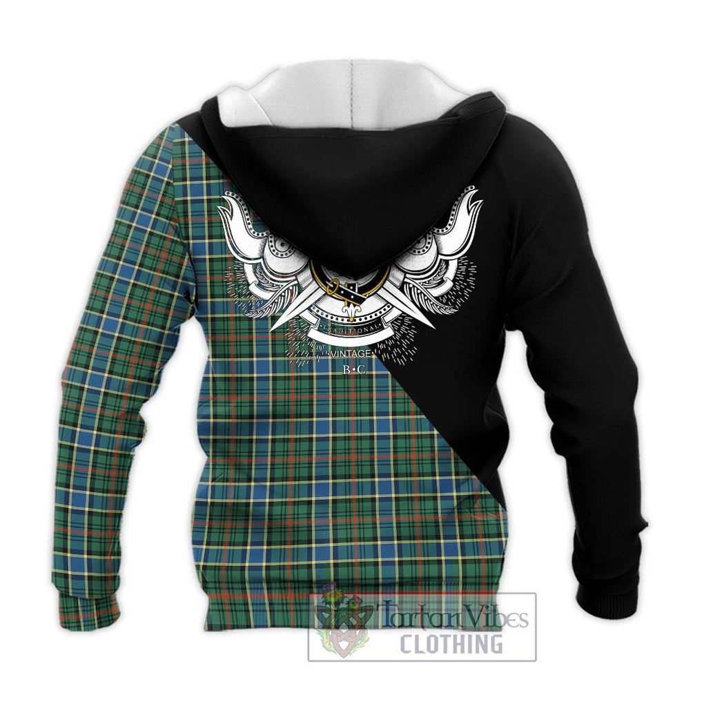 Ogilvie (Ogilvy) Hunting Ancient Tartan Knitted Hoodie with Family Crest and Military Logo Style - Tartanvibesclothing Shop