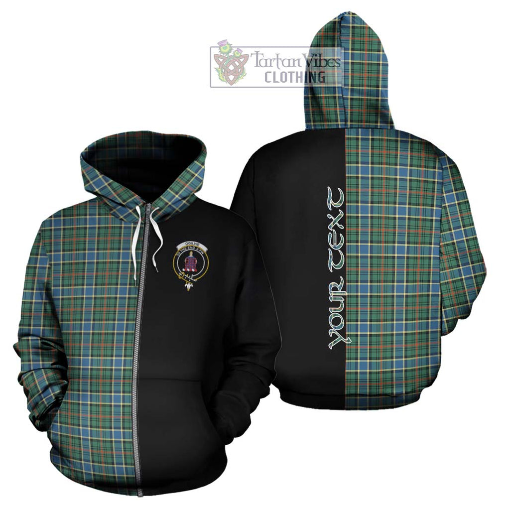 Ogilvie (Ogilvy) Hunting Ancient Tartan Hoodie with Family Crest and Half Of Me Style - Tartanvibesclothing Shop