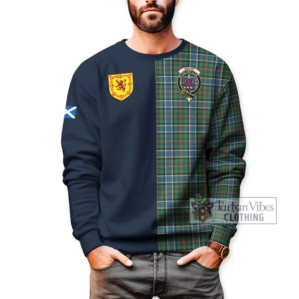 Tartan Vibes Clothing Ogilvie (Ogilvy) Hunting Ancient Tartan Sweatshirt with Scottish Lion Royal Arm Half Style