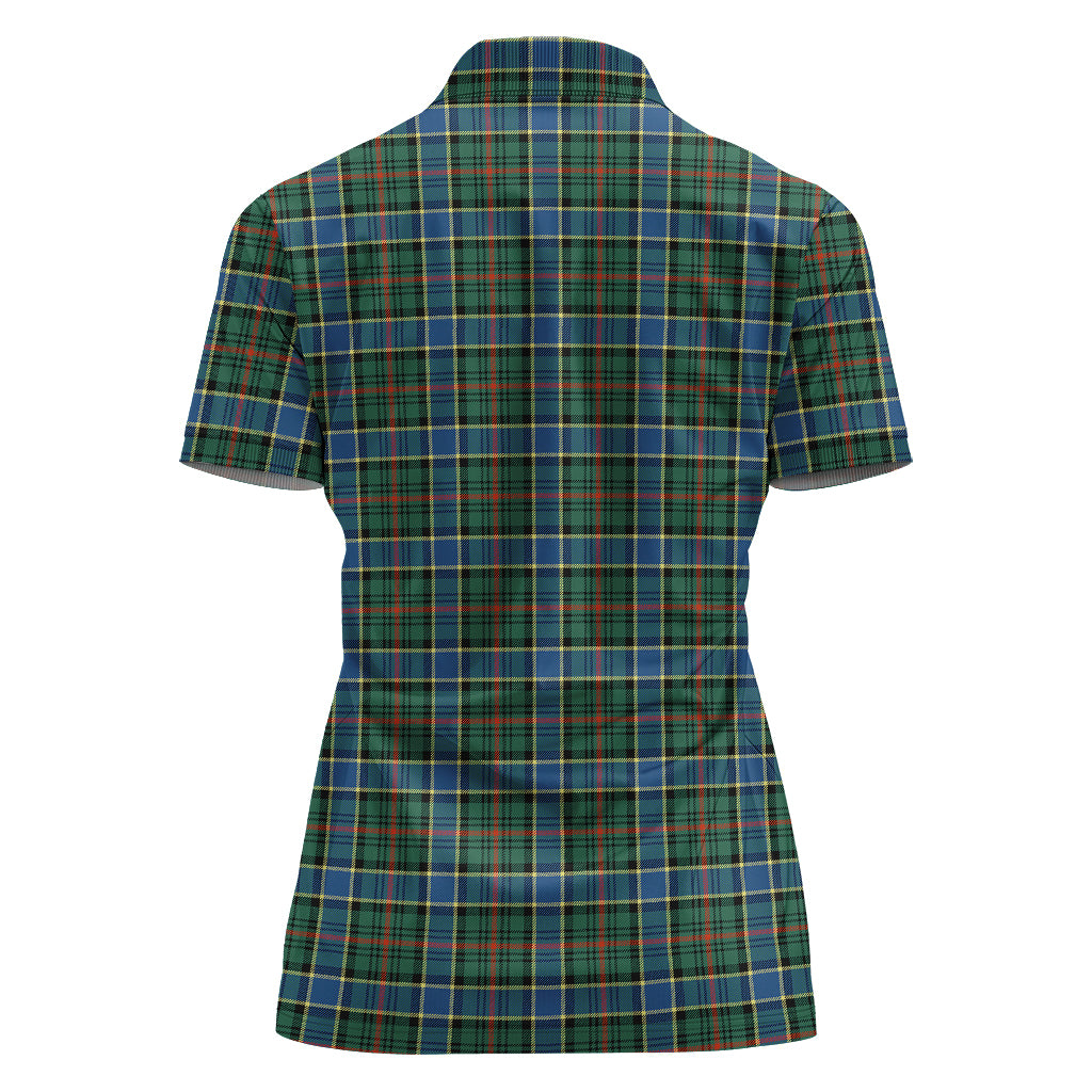 Ogilvie (Ogilvy) Hunting Ancient Tartan Polo Shirt with Family Crest For Women - Tartan Vibes Clothing