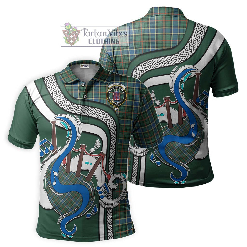 Tartan Vibes Clothing Ogilvie (Ogilvy) Hunting Ancient Tartan Polo Shirt with Epic Bagpipe Style