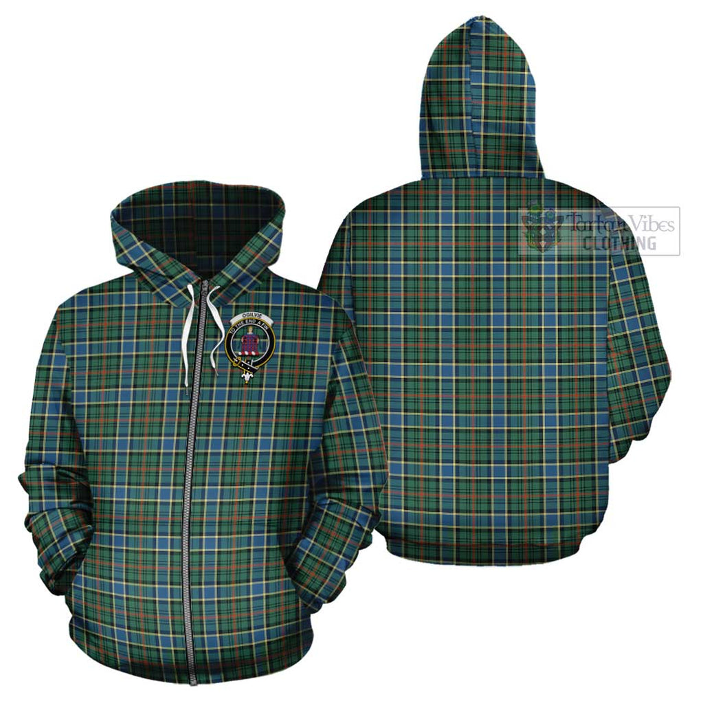 Ogilvie (Ogilvy) Hunting Ancient Tartan Cotton Hoodie with Family Crest Zip Hoodie - Tartan Vibes Clothing