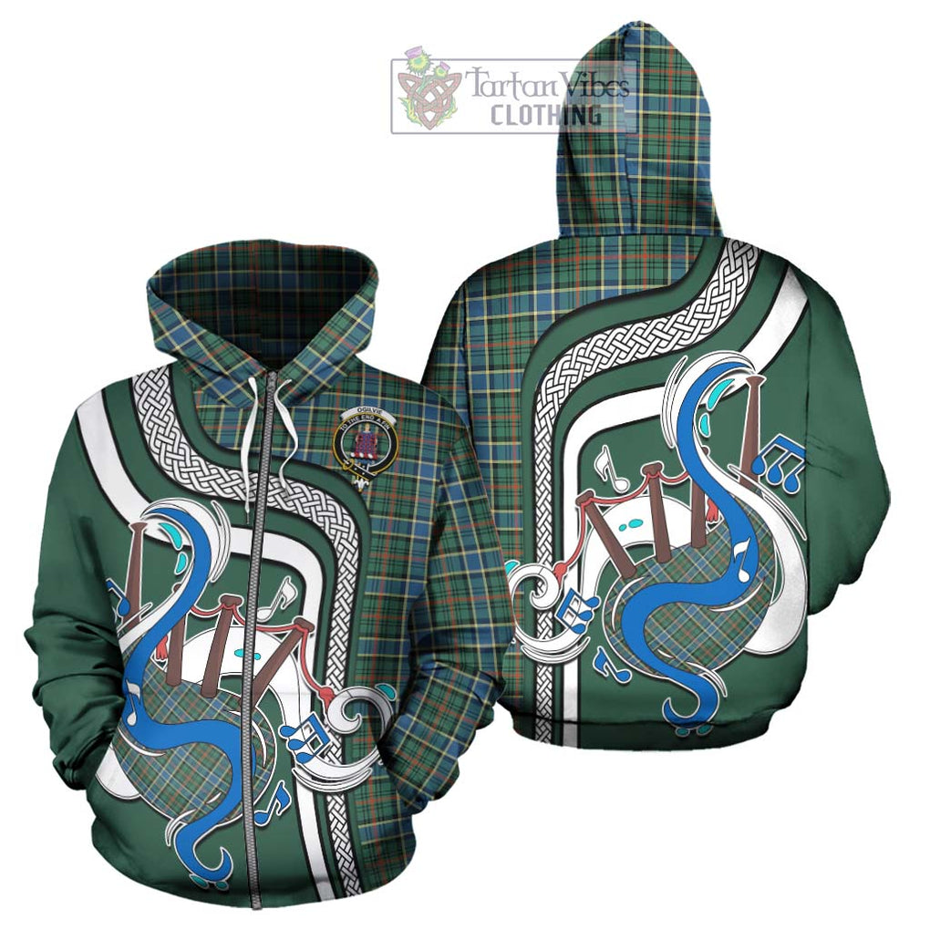 Ogilvie (Ogilvy) Hunting Ancient Tartan Hoodie with Epic Bagpipe Style - Tartanvibesclothing Shop