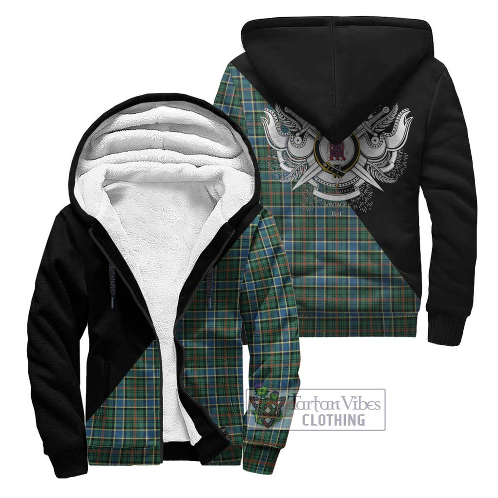 Ogilvie (Ogilvy) Hunting Ancient Tartan Sherpa Hoodie with Family Crest and Military Logo Style Unisex - Tartanvibesclothing Shop