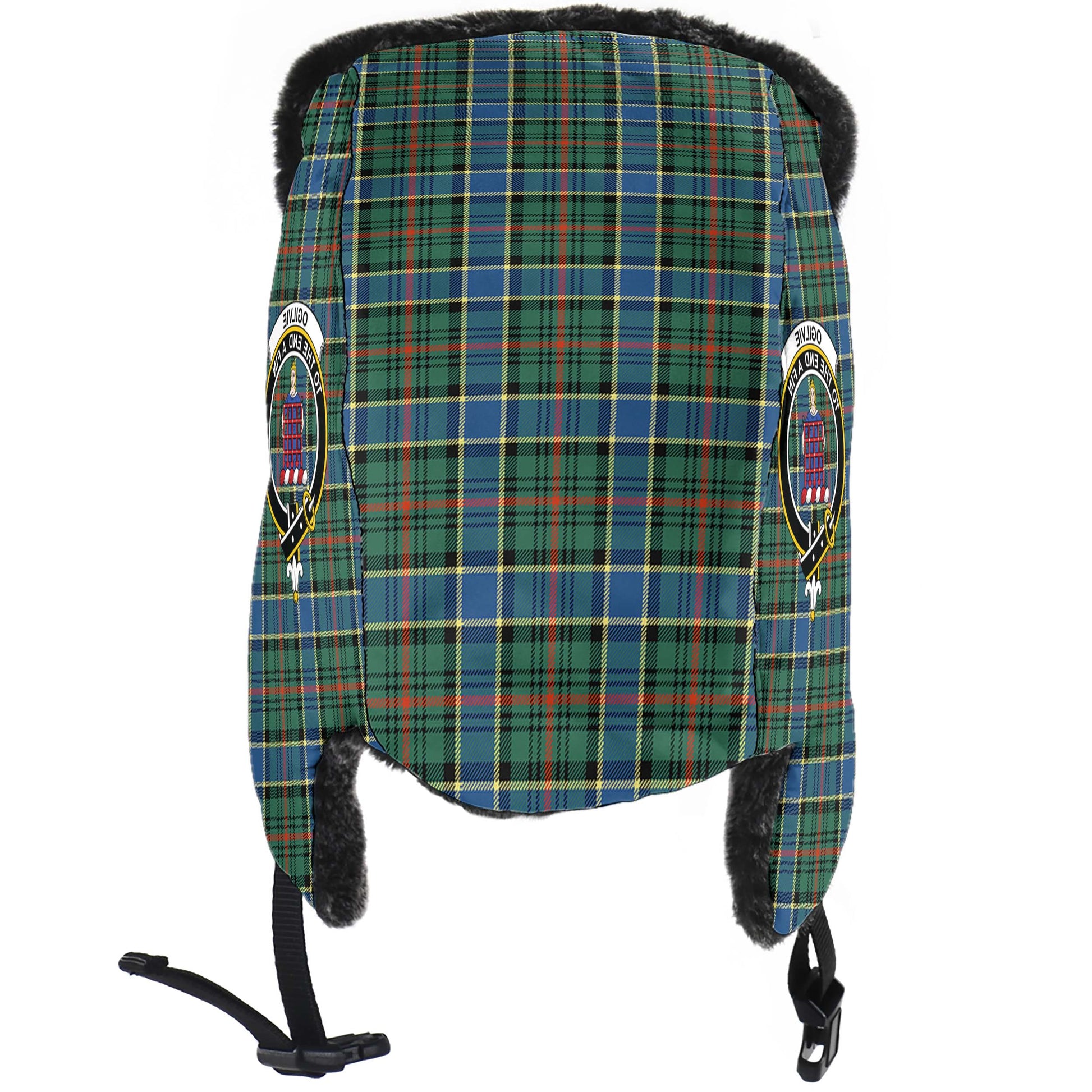 Ogilvie (Ogilvy) Hunting Ancient Tartan Winter Trapper Hat with Family Crest - Tartanvibesclothing