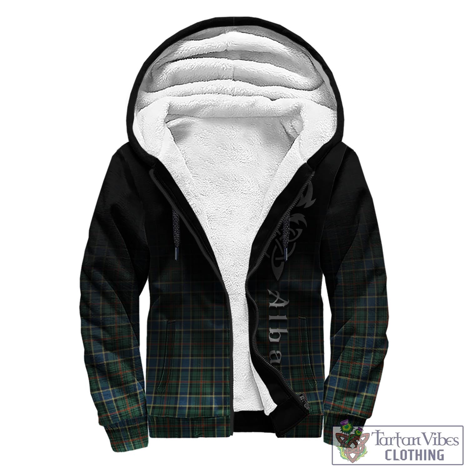 Tartan Vibes Clothing Ogilvie (Ogilvy) Hunting Ancient Tartan Sherpa Hoodie Featuring Alba Gu Brath Family Crest Celtic Inspired