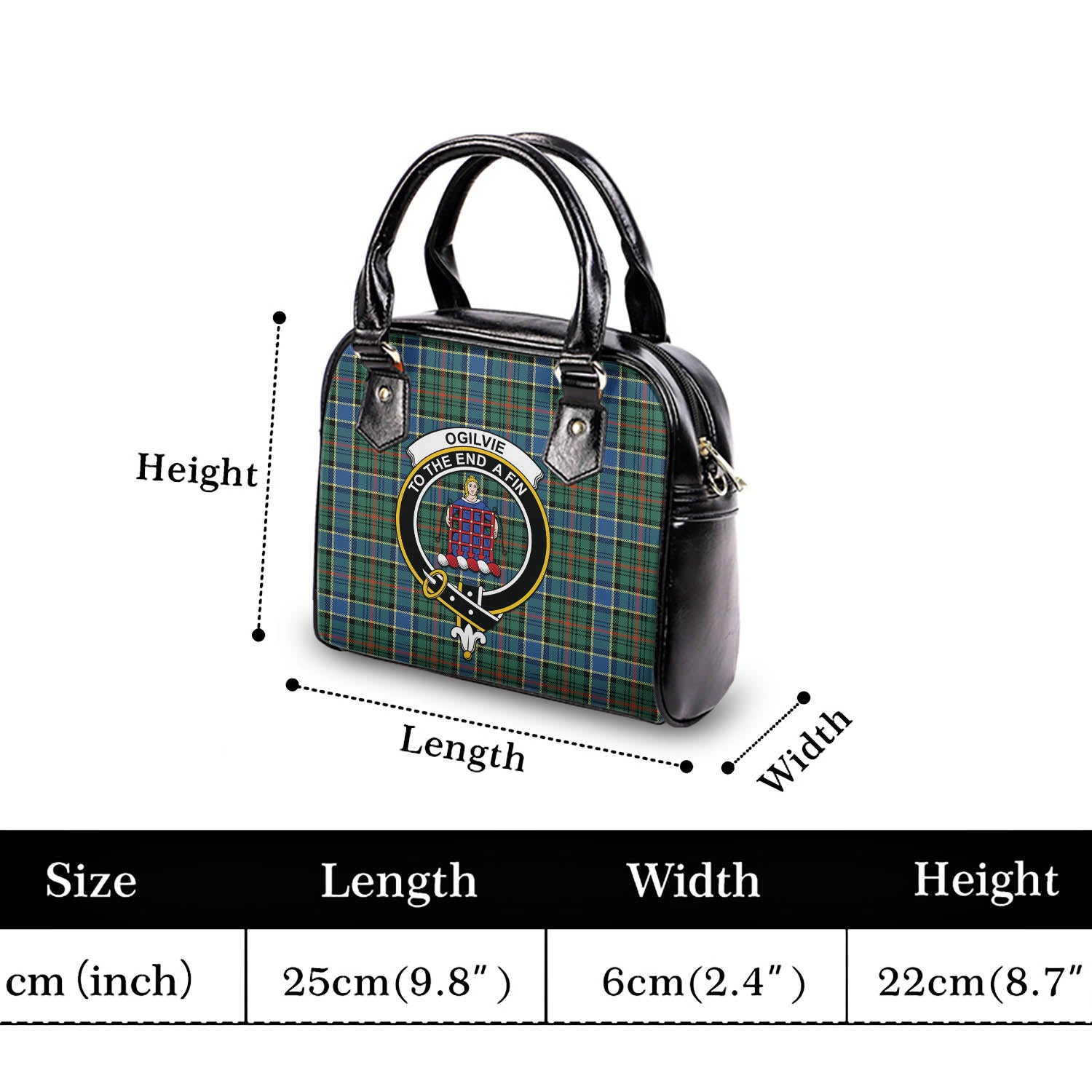 Ogilvie (Ogilvy) Hunting Ancient Tartan Shoulder Handbags with Family Crest - Tartanvibesclothing